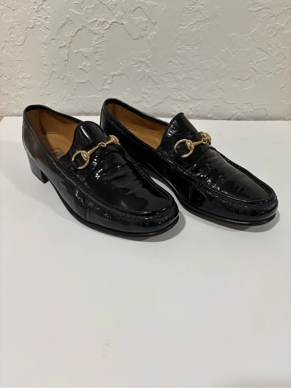 Gucci Black Patent Leather Horsebit Mens Loafers 9.5 US 43 M